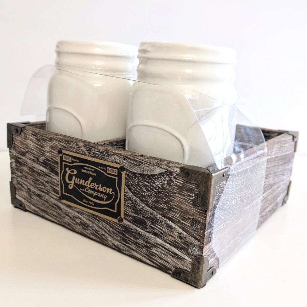 THRESHOLD, Tabletop Organizer, 2 Removable Jars. 8"x8"x3".